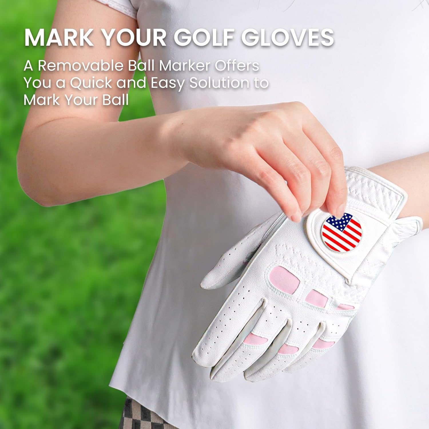 Amy Sport Women's Golf Gloves Left Hand Right with Ball Marker Value 2 Pack, All Weather Grip Rain Soft Leather Pink Size Small Medium Large XL - Image 4
