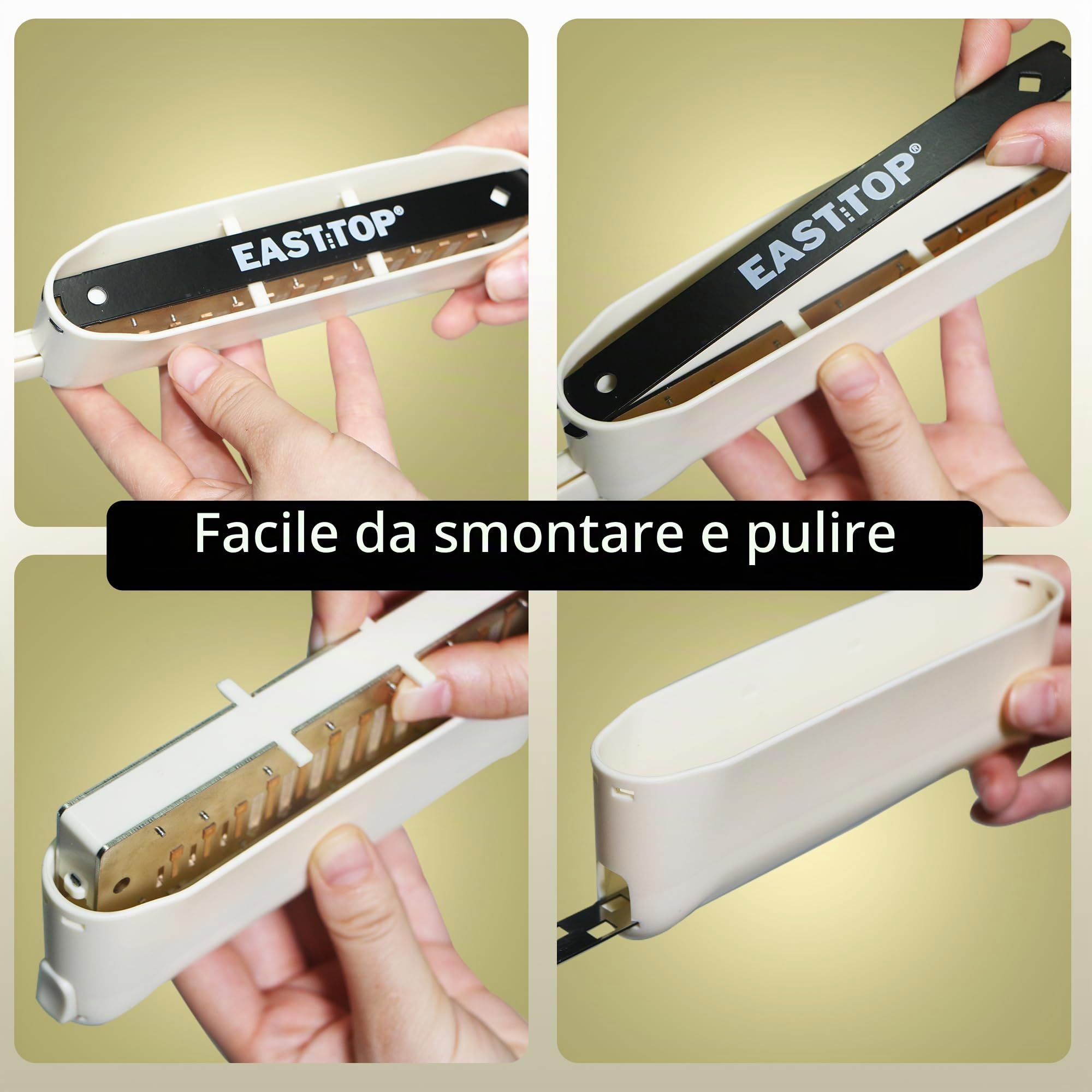 EAST TOP ET12 - Armonica cromatica in Sol, per adulti e professionisti, design moderno, colore: avorio