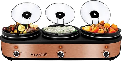 MegaChef Triple 2.5 Quart Slow Cooker and Buffet Server in