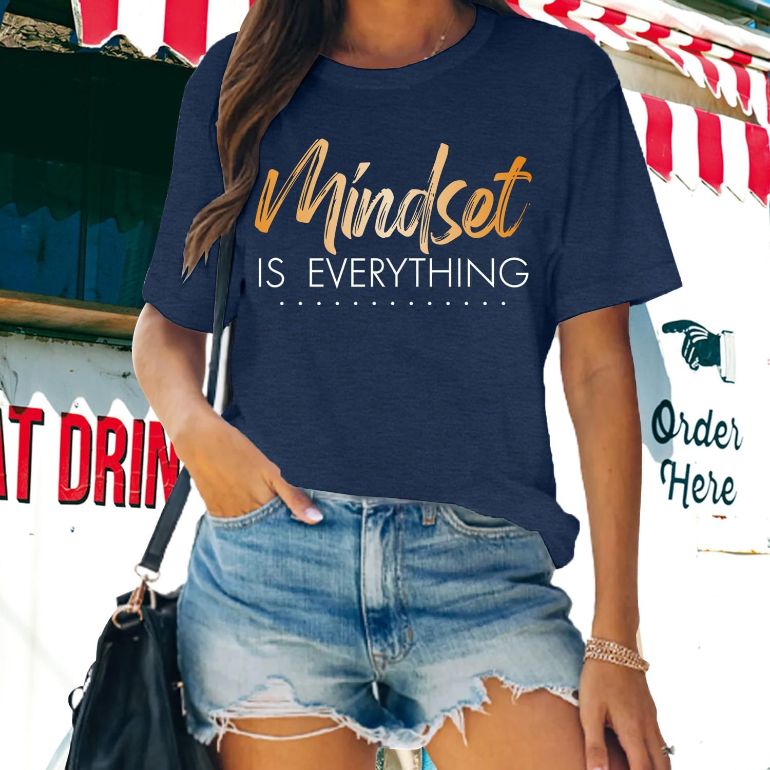 MAIHUN Inspirational Shirt for Women Mindset is Everything Tshirt Positive Kindness Short Sleeve - Image 3