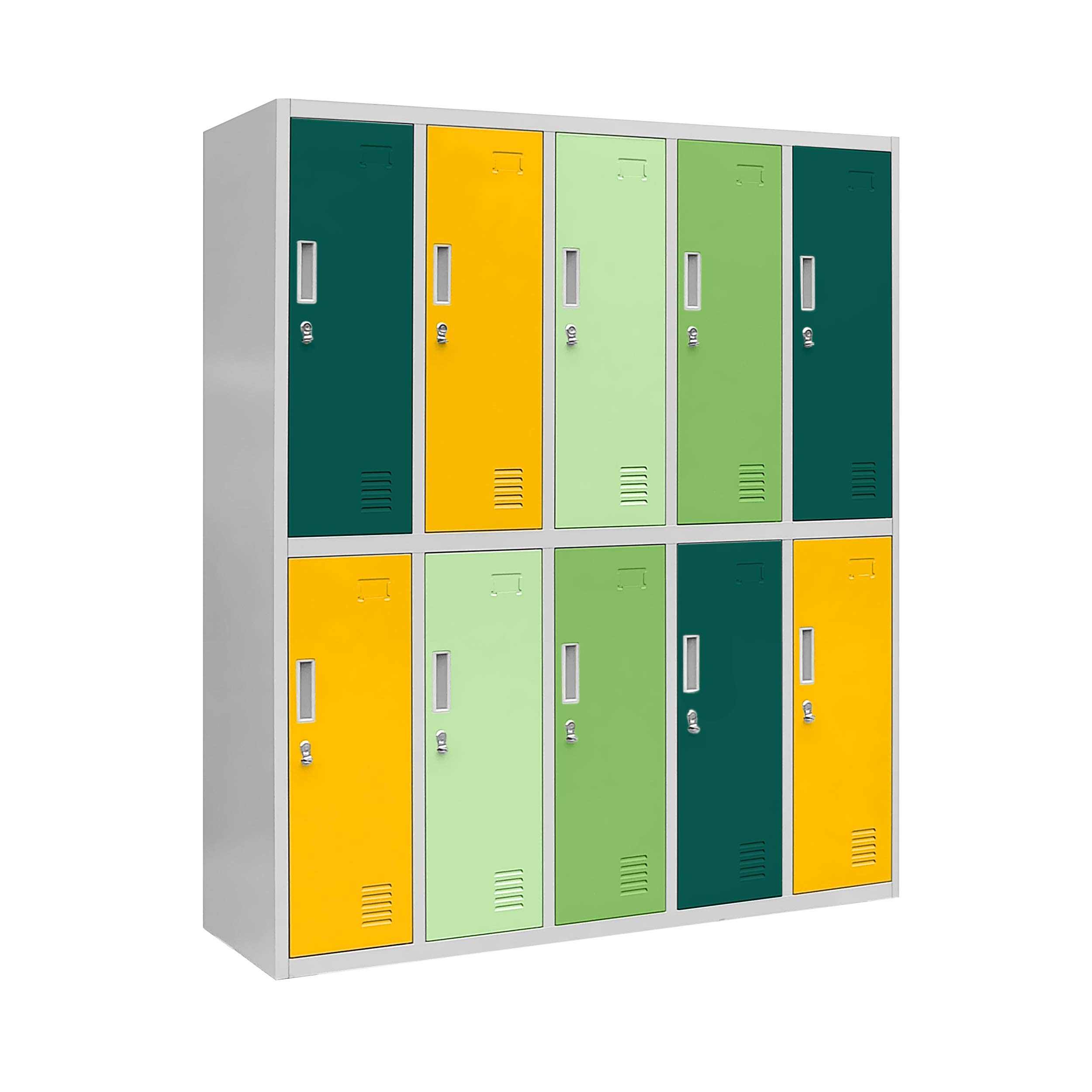 Armoire Vestiaire Métallique 10 Casiers Verrouillables - 172x136x45 Cm, Idéale Pour Vestiaires Et Entrepôts - 6