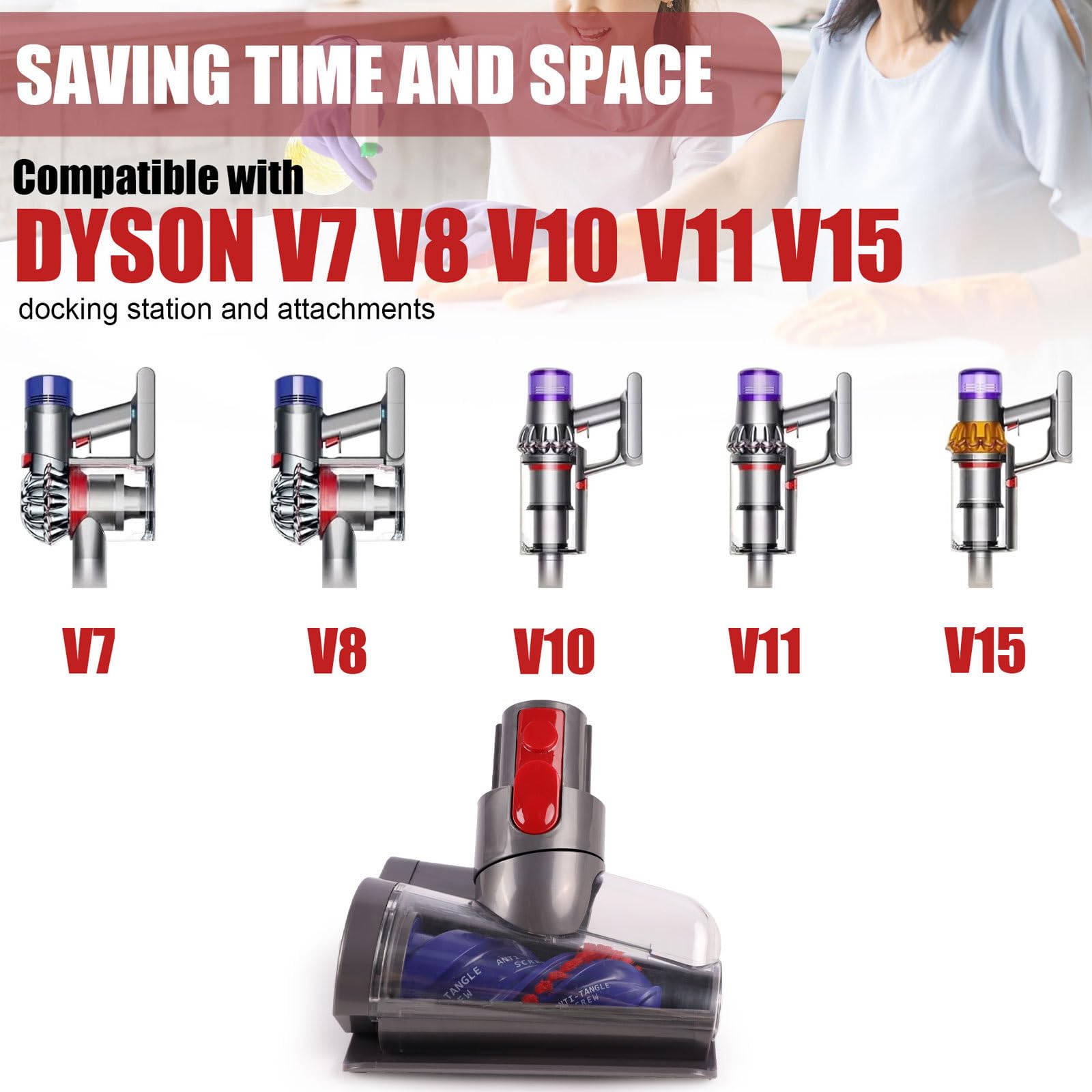 INF Akcesoria do odkurzacza Dyson V7, V8, V10, V11, V15,1, mini dysza turbinowa