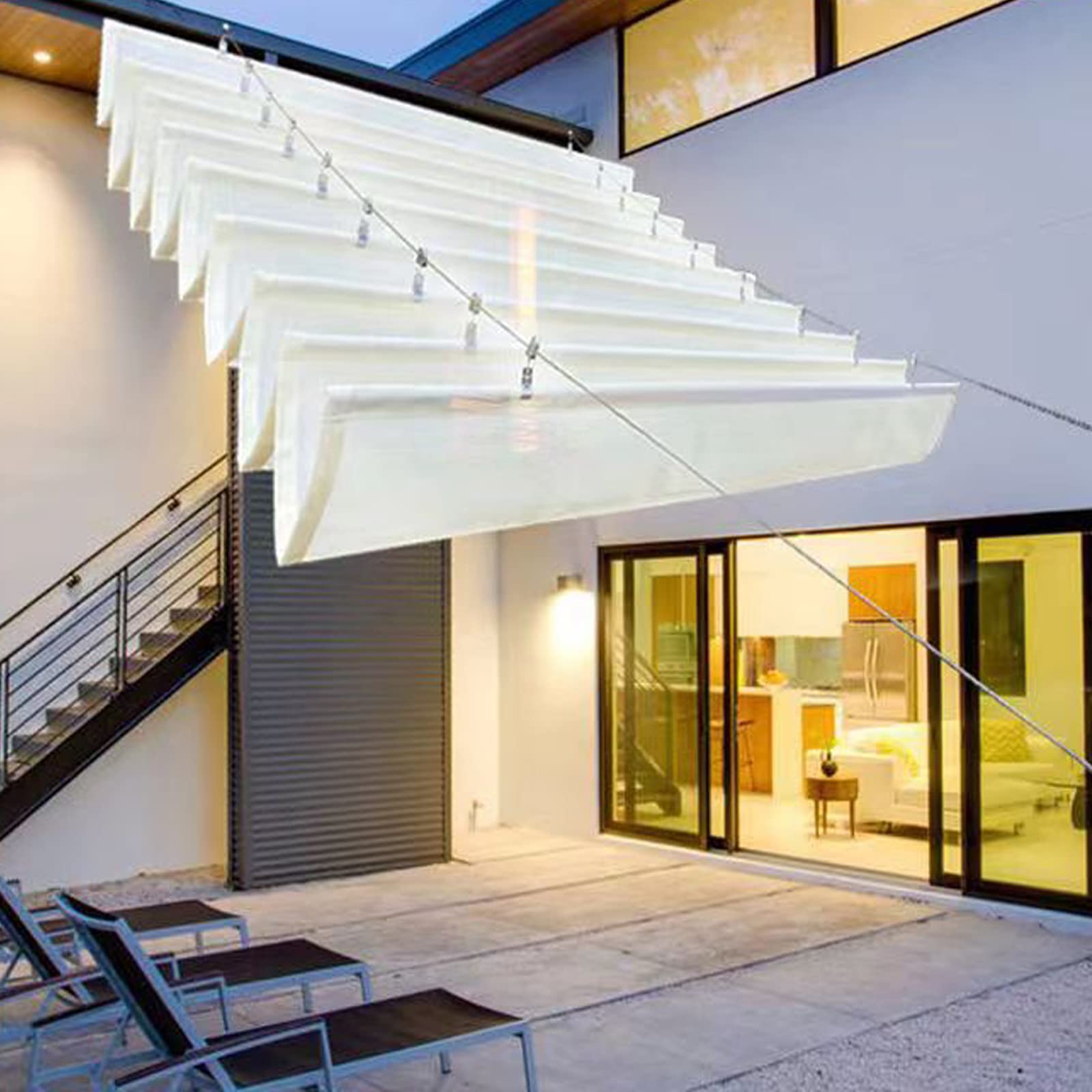 Voile d'ombrage rétractable anti-UV 95% pour pavillon et terrasse