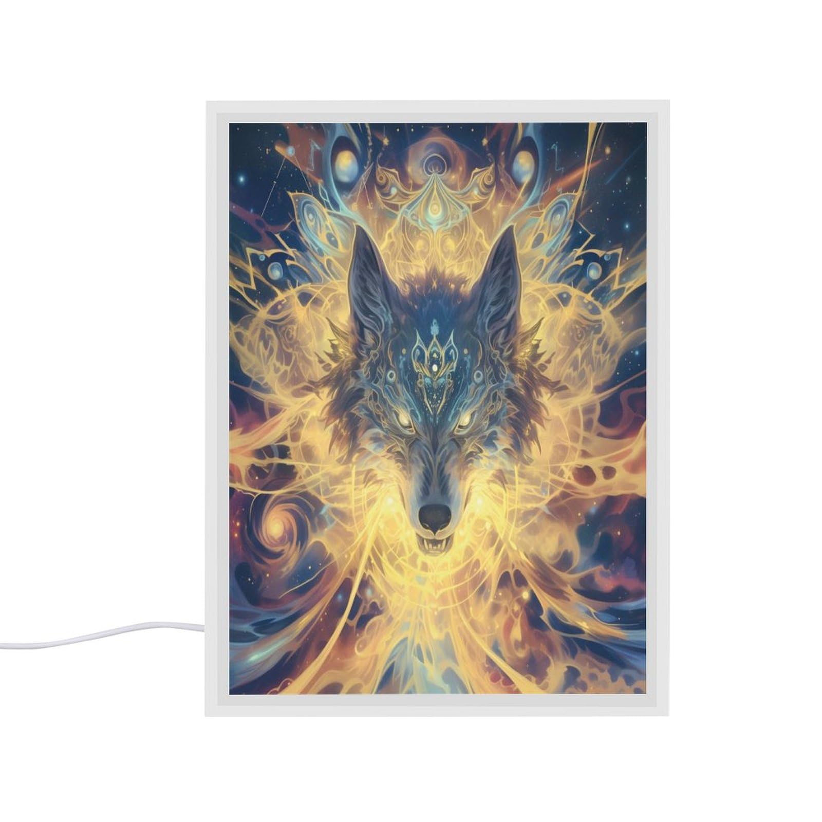 LED Mirror Nightlight Birthday Galaxy Wolf Acrylic Night Light USB Tricolor Dimming Table Lamp Children Gift Mood Light Room Decor Button Switch