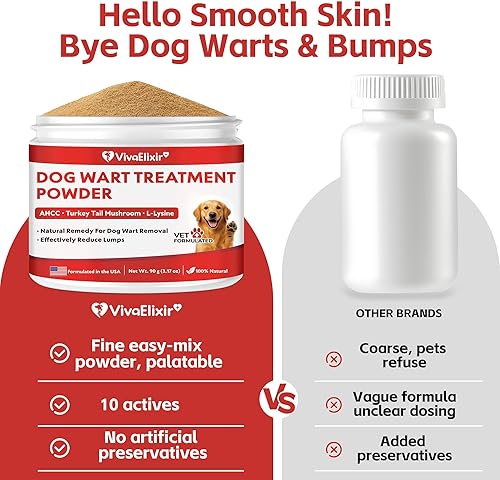 Miniatura 7 de Soporte de verrugas y golpes para perros, lipoma y protector de salud celular, polvo de apoyo inmunológico con hongo de cola de pavo, L-lisina,