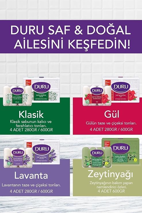 Duru Saf & Doğal Kaynaklı Klasik 16 Adet Güzellik Sabunu 4X280Gr