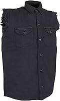 Vista 1 de Camisa de manga corta de algodón negro Biker para hombre con mangas deshilachadas Nuevo