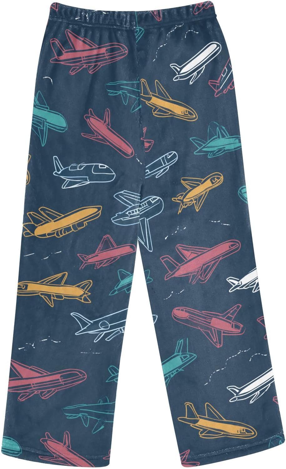 Cartoon Colorful Planes Line Art Boys Pants for Kids Fleece Bottoms Long Jogger Pants Trousers Pockets Size 6-14Y