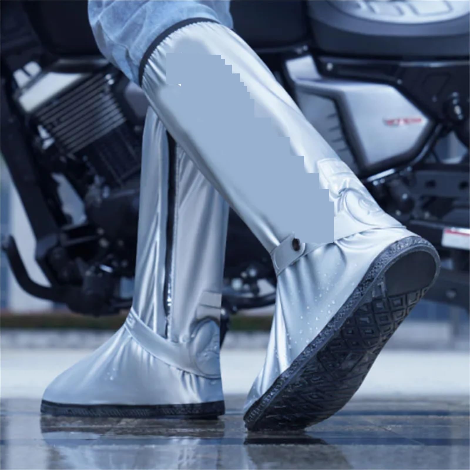 Regenstiefelüberzug for Outdoor-Reisen, hohe Schuhüberzüge, wasserdicht und rutschfest, regenfest, Silikon