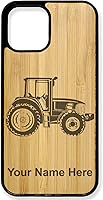 Vista 1 de Funda de madera natural compatible con iPhone, tractor agrícola, grabado personalizado incluido (bambú)