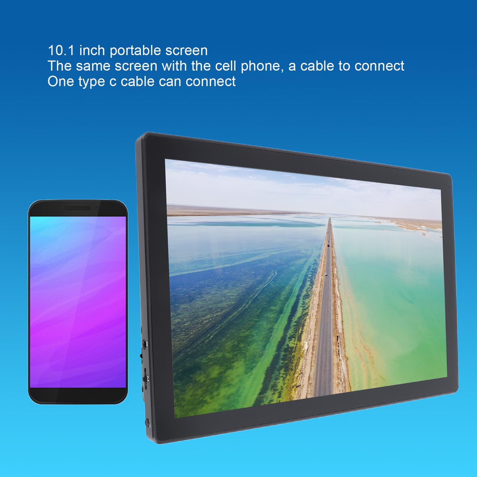Przenośny Wyświetlacz, 10,1 Cala, 1280x800, Typ C, Plug and Play, Widok 178 Stopni, Ekran Dotykowy do Konsoli do Gier, RasPi, 8-bitowe Kolory RGB, Widok 178 Stopni