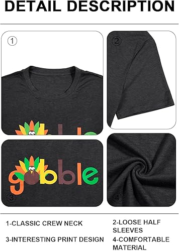Miniatura 6 de Camisas de Acción de Gracias para mujer, camisa divertida con estampado de pavo para otoño, camisetas con estampado de letras de Acción de Gracias