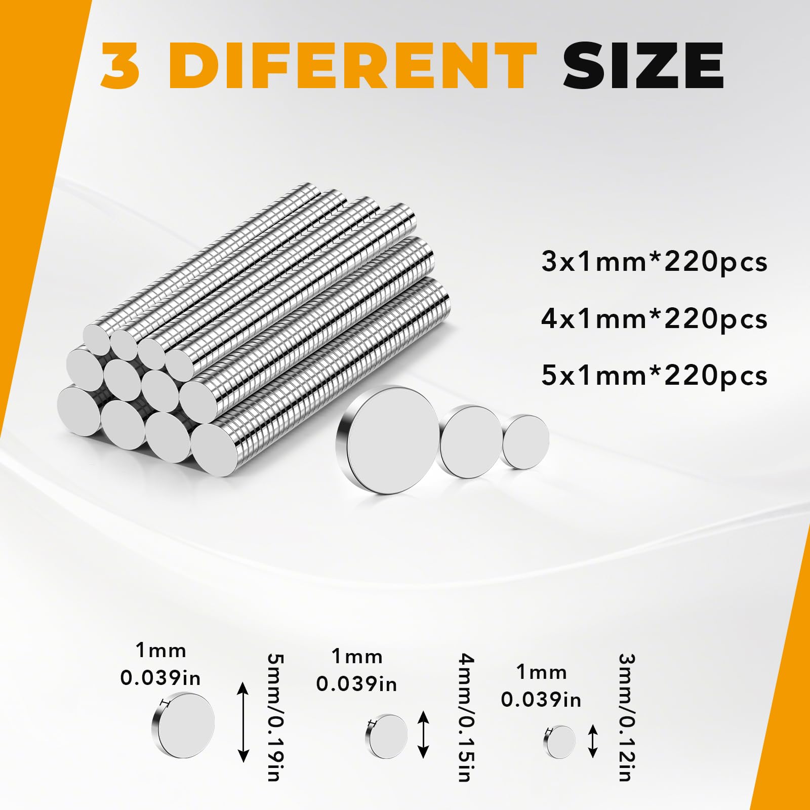 TRYMAG 660Pcs Small Magnets, 3 Different Sizes Neodymium Magnet — Amazon image 2