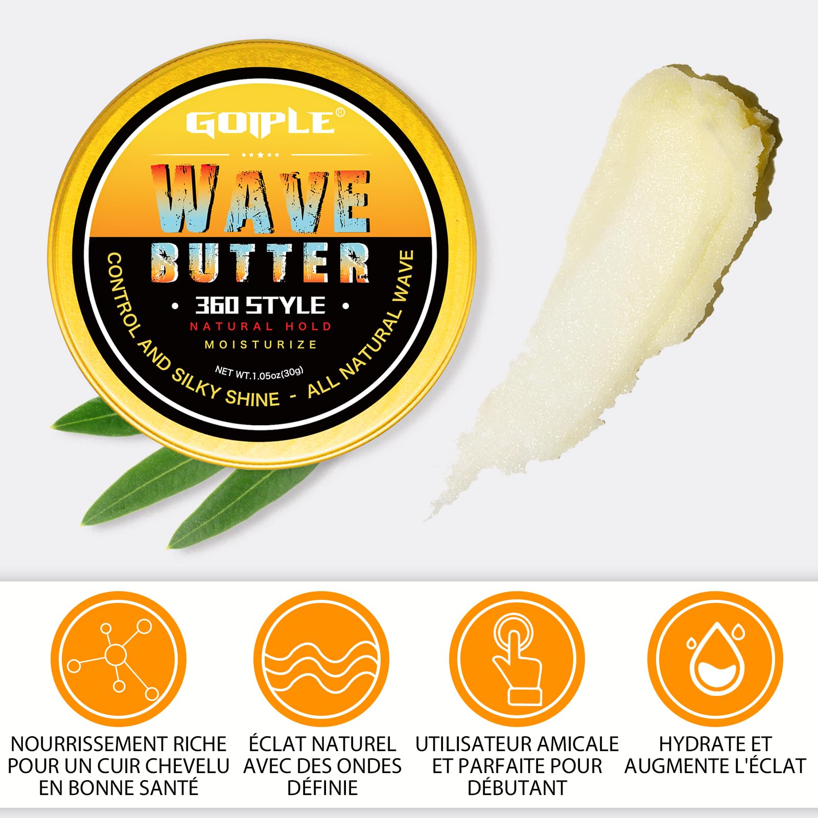 Pommade Wave pour hommes Strong Hold Easy Wash 360 Wave Training Hair Cream, Waves Grease pour hommes favorise les ondulations superposées, l'hydratation et la brillance soyeuse