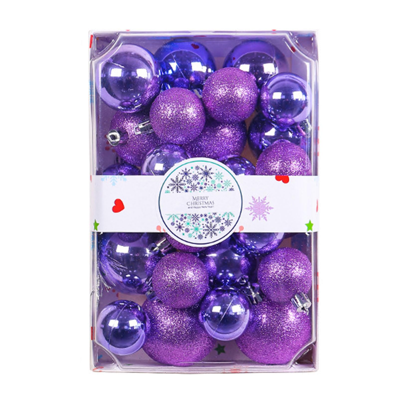 Yhplxyuus Of 26 Christmas Ball Ornaments for Christmas Tree Decoration Shatterproof Hanging Balls Pendant 2024 New Year Gift Hanging Balls