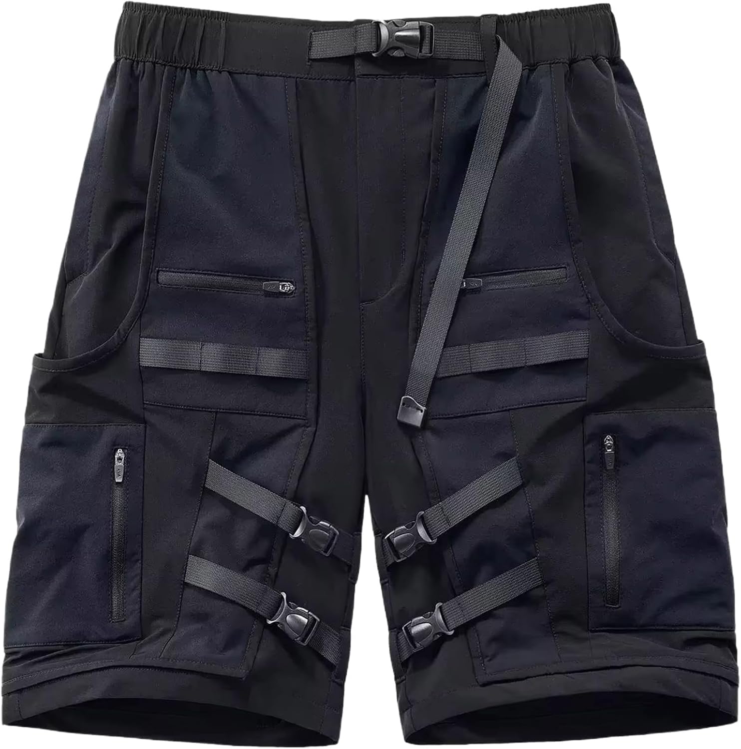 Summer Tactical Cargo Shorts Men Multi Pockets Ribbons Shorts Hip Hop Streetwear Short Pants
