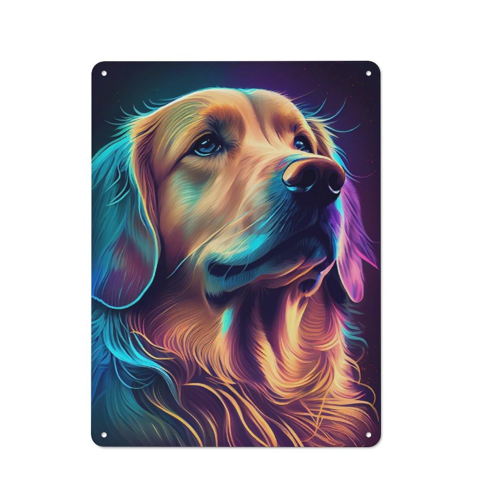 Junmoney Golden Retriever Colorful Vintage Metal Wall Sign 40X30cm For Garage Or Workshop, For Metal Sign Collectors, For Garage And Workshop Walls