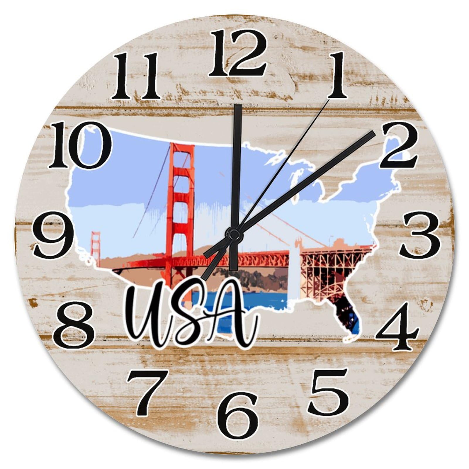 Horloge murale de voyage USA avec paysage urbain et attractions 38cm