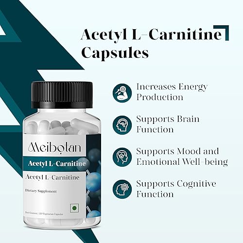 Miniatura 5 de Acetil L-carnitina 1,000 mg de alta potencia apoya la producción de energía, nutrición deportiva, apoya la memoriaenfoque - 120 cápsulas vegetales
