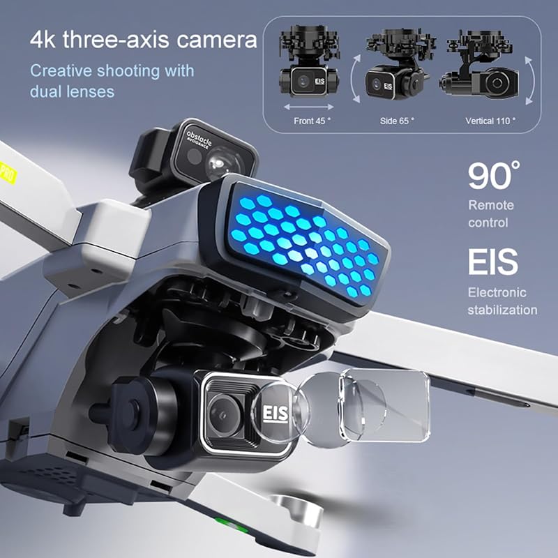 Gleto GPS Drón 4K Kamerával, 3-Tengelyes Gimballal, 50 Perces Repülési Idő, Akadályérzékelés, Követés Funkcióval, 249g Alatti, Összecsukható