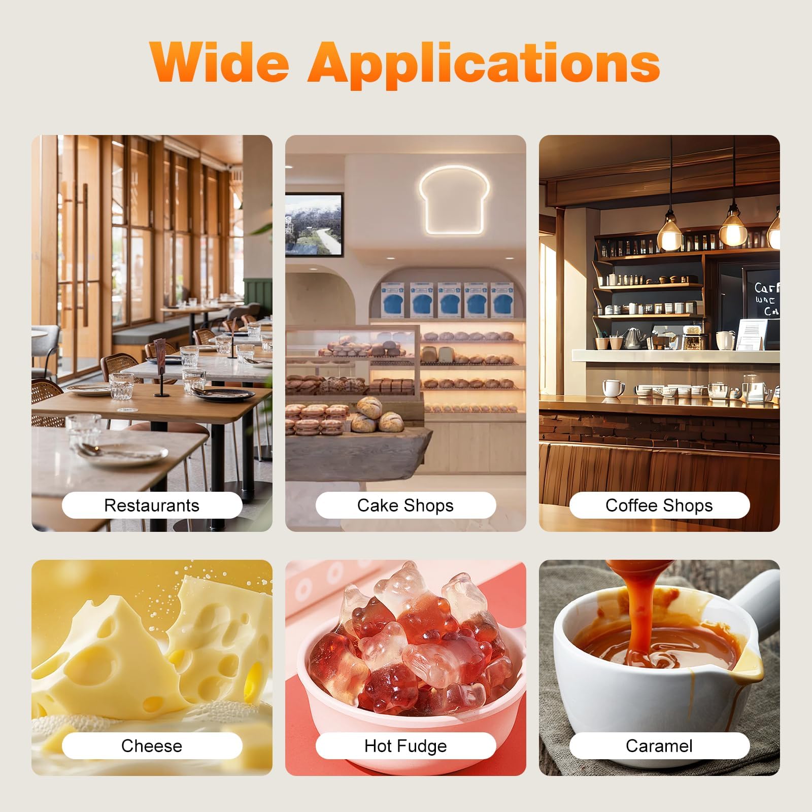 Dispensador eléctrico comercial de salsa, calentador de alimentos de acero inoxidable con temperatura ajustable de 30 a 85 °C, para queso nacho, dulce caliente, caramelo, 4 botellas