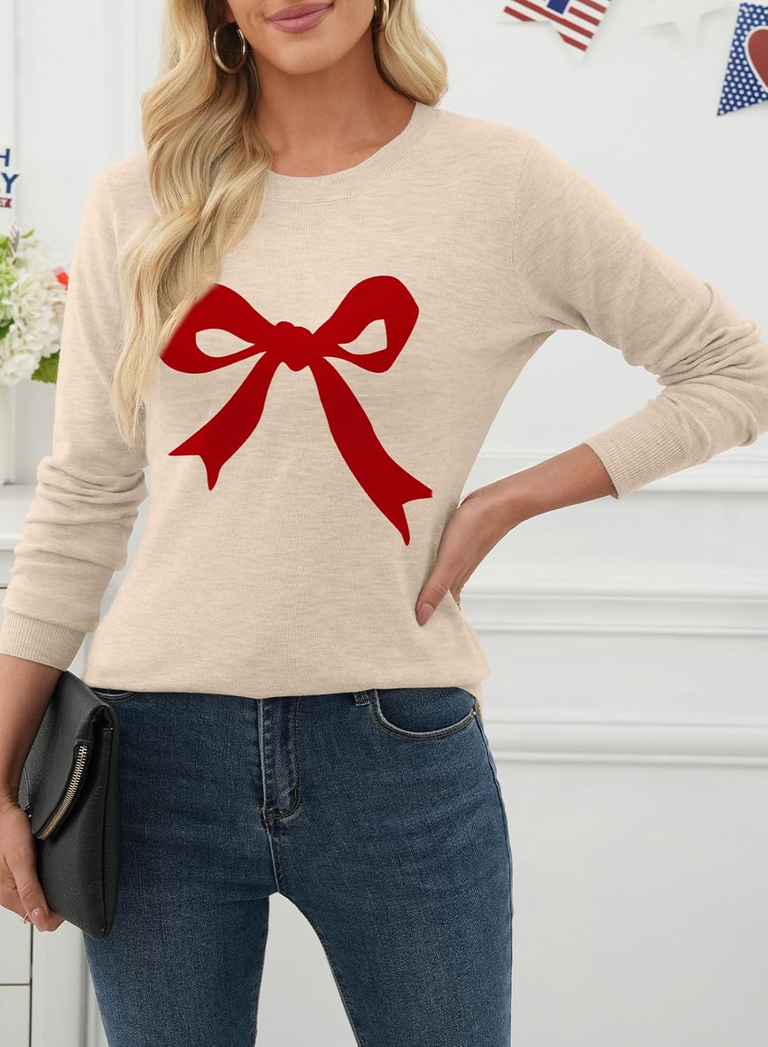 EVALESS Spring Sweaters for Women 2026 Trendy Wool Blend Sweaters Long Sleeve Crewneck Spring Outfits Pullover Sweater Tops - Image 3