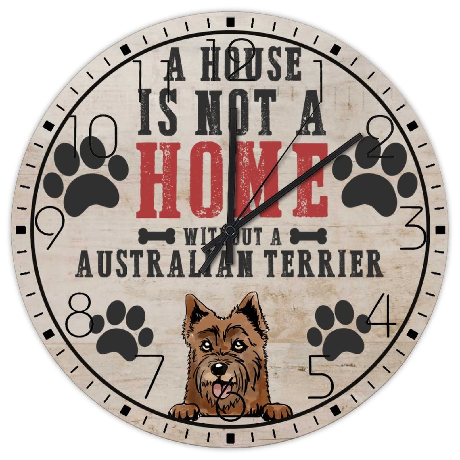 Horloge murale silencieuse ronde style ferme pour décoration maison avec chien