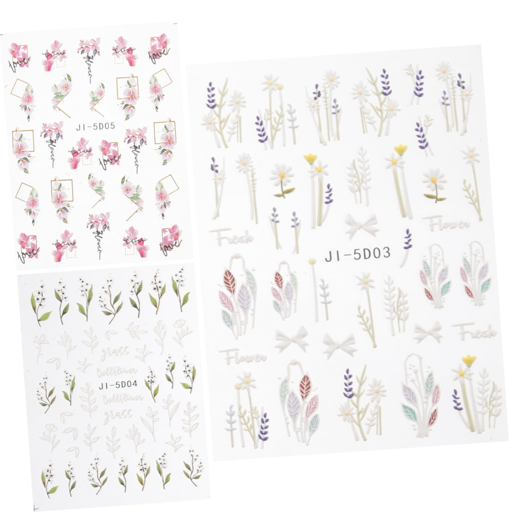 FRCOLOR 12 Fogli Nail Art Adesivi Tridimensionali 5d Decalcomanie Per Unghie Di Fiori Adesivi Per Decalcomanie Per Unghie Gel Per Modellare Le Unghie Plastica Manicure Mancare Applique