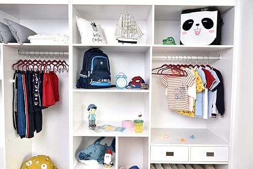 Miniatura 4 de Paquete de 30 + 10 perchas de plástico para niños, no aterciopeladas, compactas, delgadas, compactas, para camisas, faldas, pantalones, blusas,