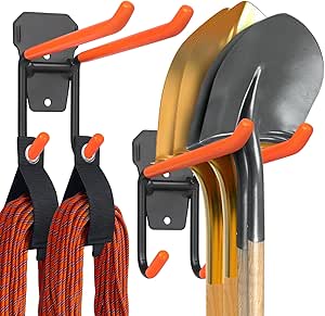 Garage Tool Organizer Wandmontage 11 stuks, Yard Garden Tool Organizer, Verstelbare Garage Organisatoren met 8 Heavy Duty Haken, Max Belasting 500 lbs Garage Opslag voor Tuingereedschap, Schoppen