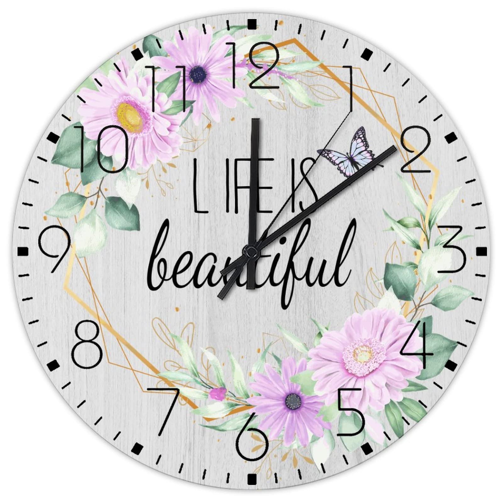 Horloge murale de salle de bain étanche et salon Life is Beautiful pour une ambiance zen