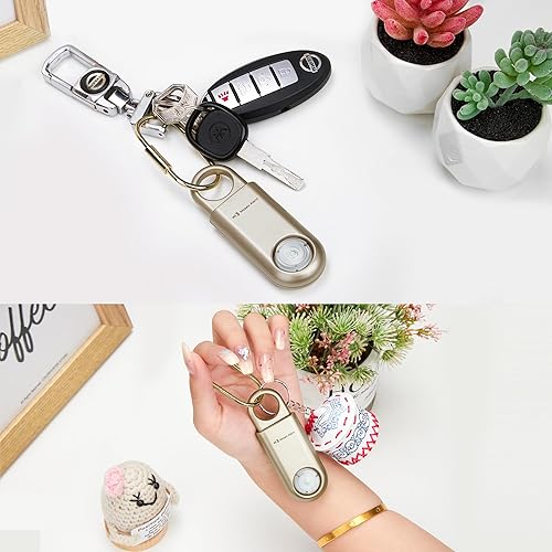 Miniatura 2 de Luz estroboscópica de alarma de seguridad personal de 130 dB. Sonido fuerte SOS Alertas de emergencia con mosquetón. Llavero de sirena para mujeres,