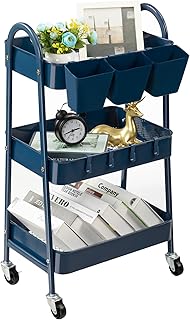 danpinera 3 Tier Metal Rolling Cart with Lock...,