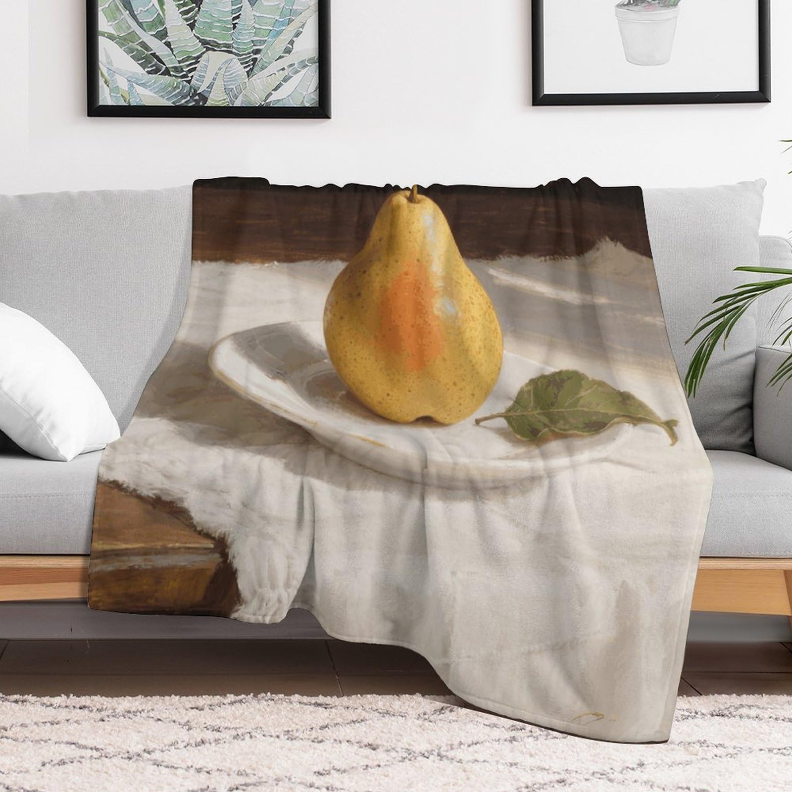 Custom Pear Blanket Lightweight Flannel Fleece Throw for Couch Sofa Bed Luxury Soft Cozy Plush Lap Bedtime Blanket for All Seasons Bedroom Home Decor Gifts 40x50