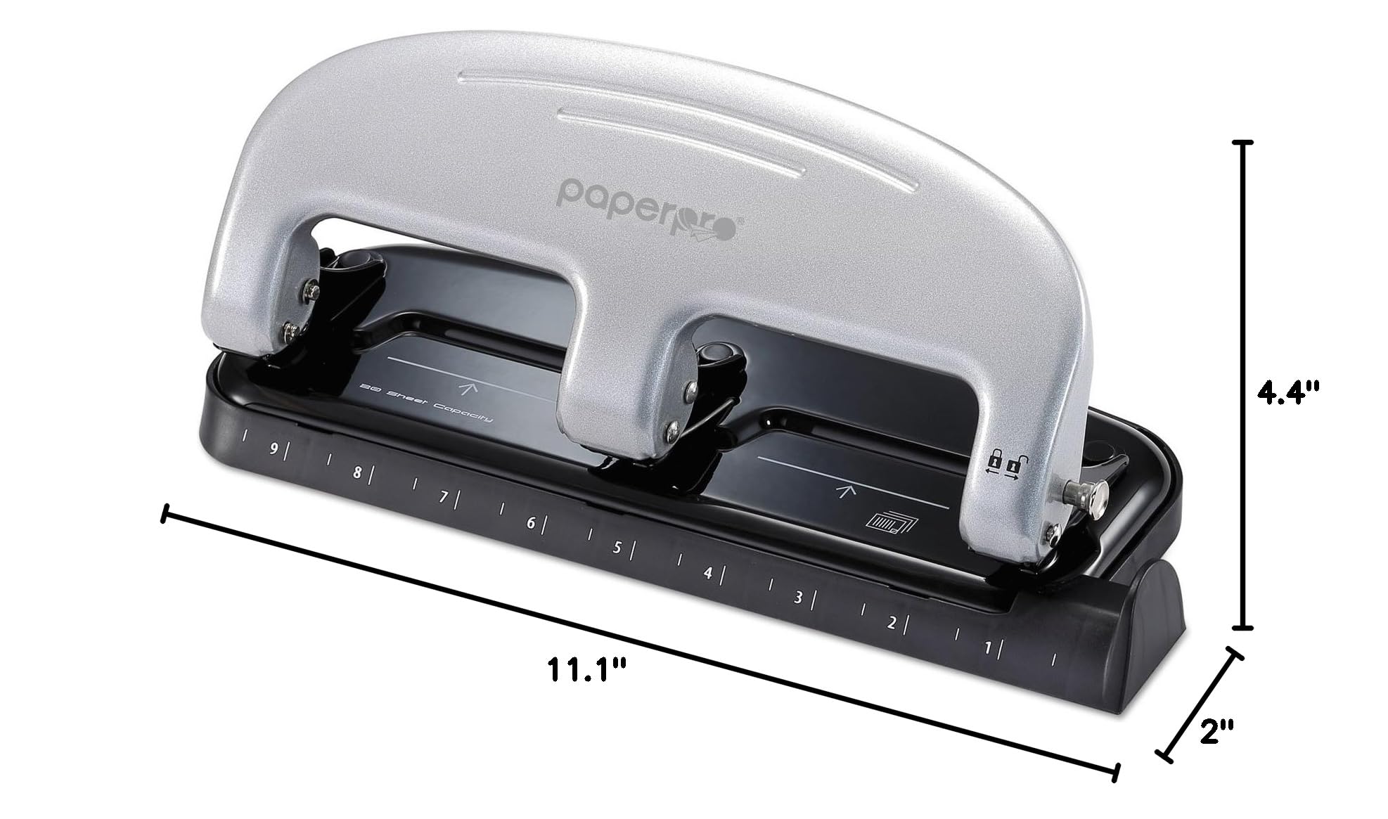 Silver 20 Sheet Capacity 3-Hole Punch U75742