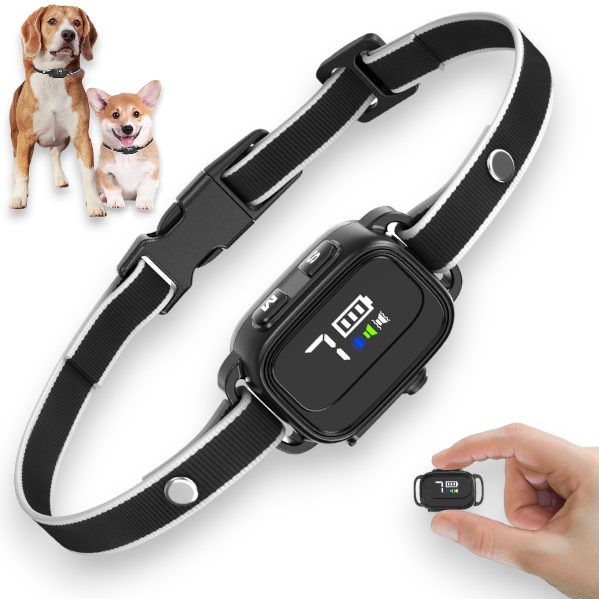 BLOCKBAT Collar Antiladridos Perros, 2024, más Pequeño y Efectivo, Antiladridos para Perros Grandes y pequeños, Automático, Collar Antiladridos, Cómodo y Muy Fácil de Usar, Sonido y Vibración (Negro)