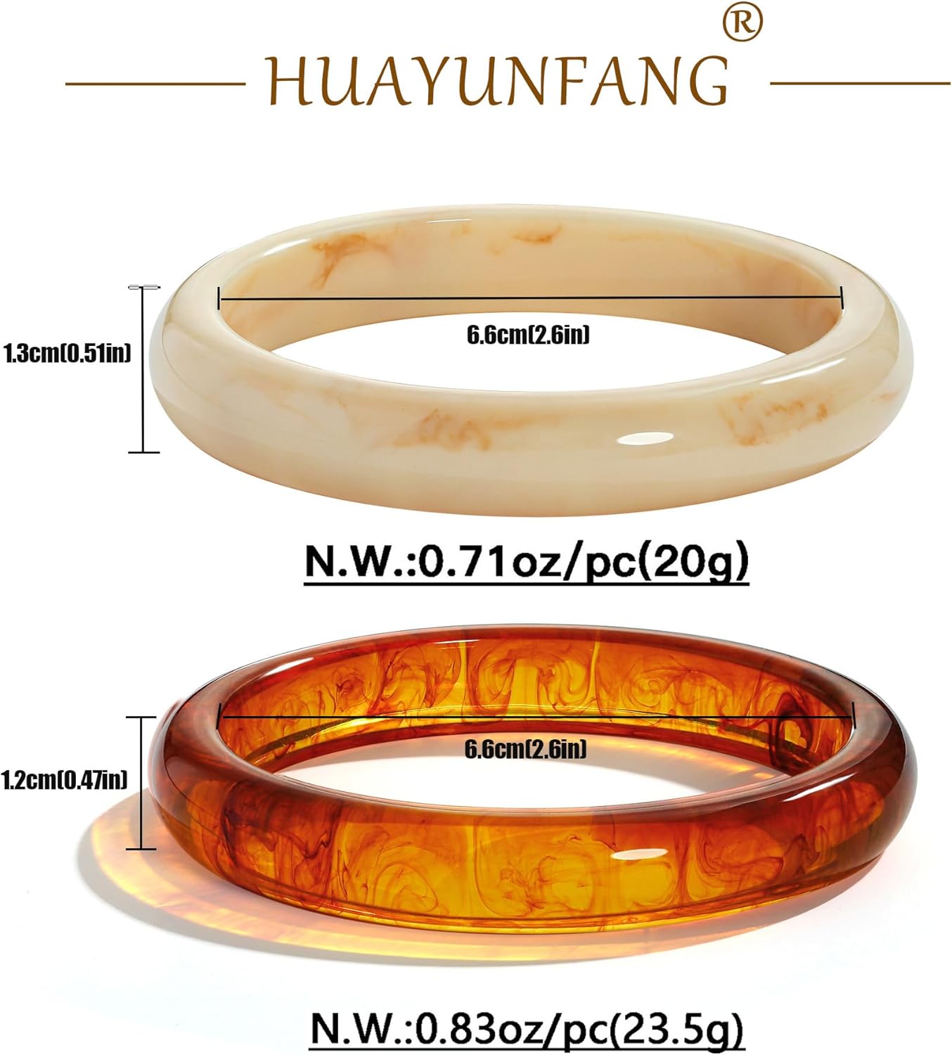 2PCS Resin Bracelet Set for Women Trendy Cream Acrylic Resin Bangle Bracelets Tortoise Shell Translucent Acetate Wristband Bangle Jewelry - Image 7