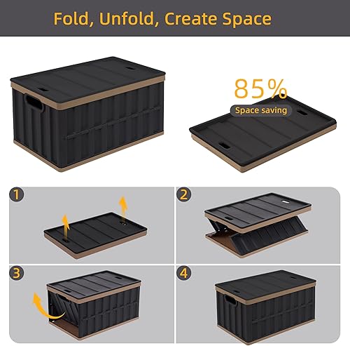 Vista 4 de Citylife Contenedores de almacenamiento plegables de 64L con tapas, contenedores de almacenamiento de plástico para organizar, caja de 2