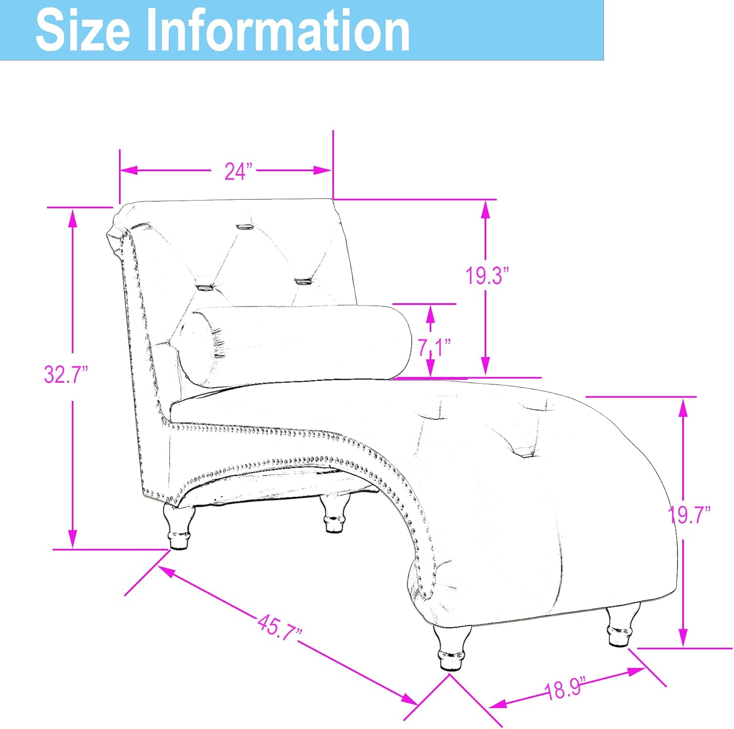 ALISH Chaise Lounge Indoor Upholstered Chaise Lounge Chair Modern Recliner Sofa Sleeper Sofa for Living Room, Bedroom Gray : Everything Else