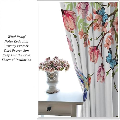 Miniatura 212 de Retro 70s Floral Blackout Window Curtains, Watercolor Flower Plant Rustic Modern Style Pattern Window Drapes, for Bedroom Living Room 42x45in 2