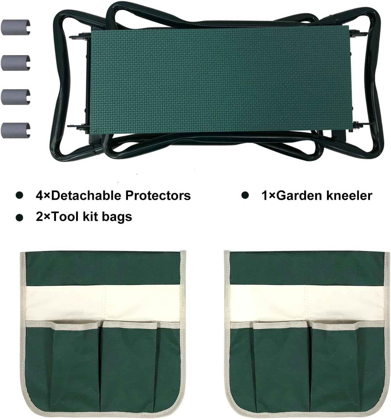 LAIKOU Garden Kneeler and Seat Bench with 2 Free Tool Pouch, Foldable Stool for Ease of Storage - EVA Foam Pad - Sturdy and Lightweight