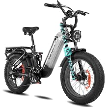 Cyrusher Aluminum Electric Bike for Adults, Kommoda 20" Fat Tire Ebike, 1500W, 48V 20Ah 75 Miles 28 MPH, Air Suspension, Hydraulic Disc Brakes