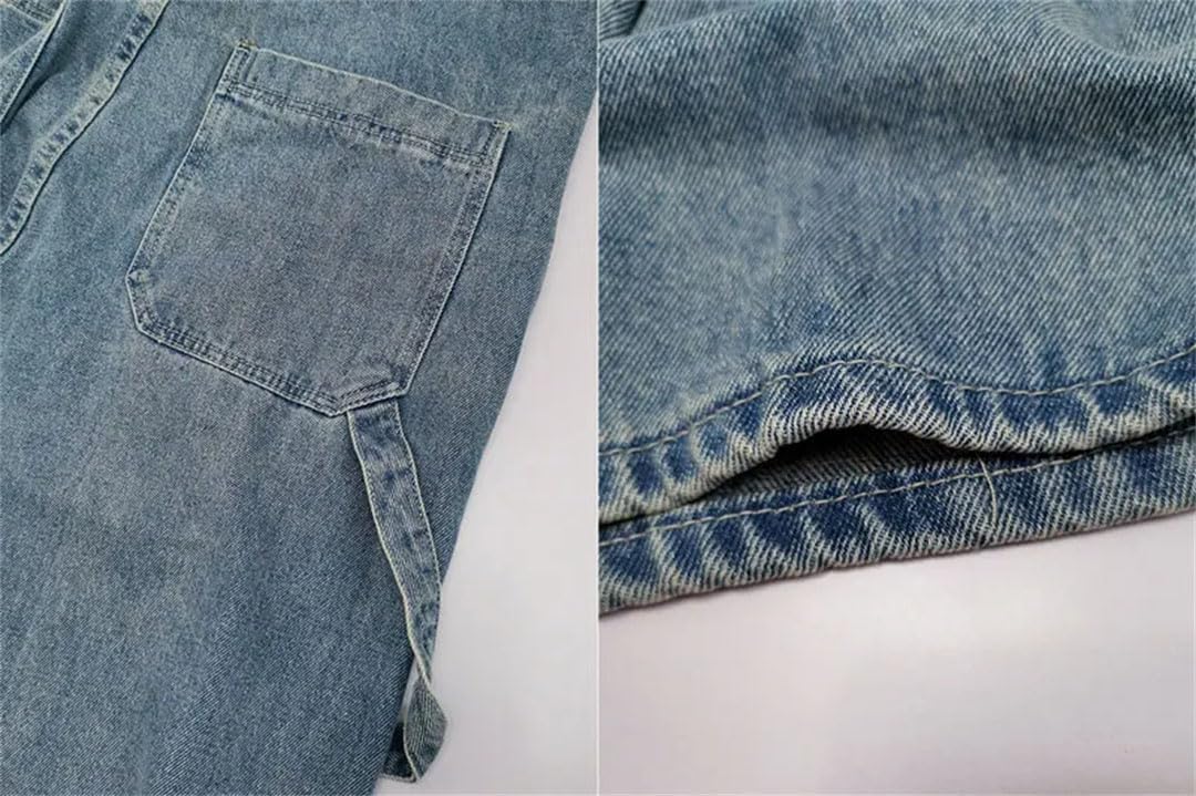 Men Slim Fit Overalls Bib Jeans Denim Jumpsuits Workwear Huge Loose Straight Cargo Pants Casual Trousers Large Size