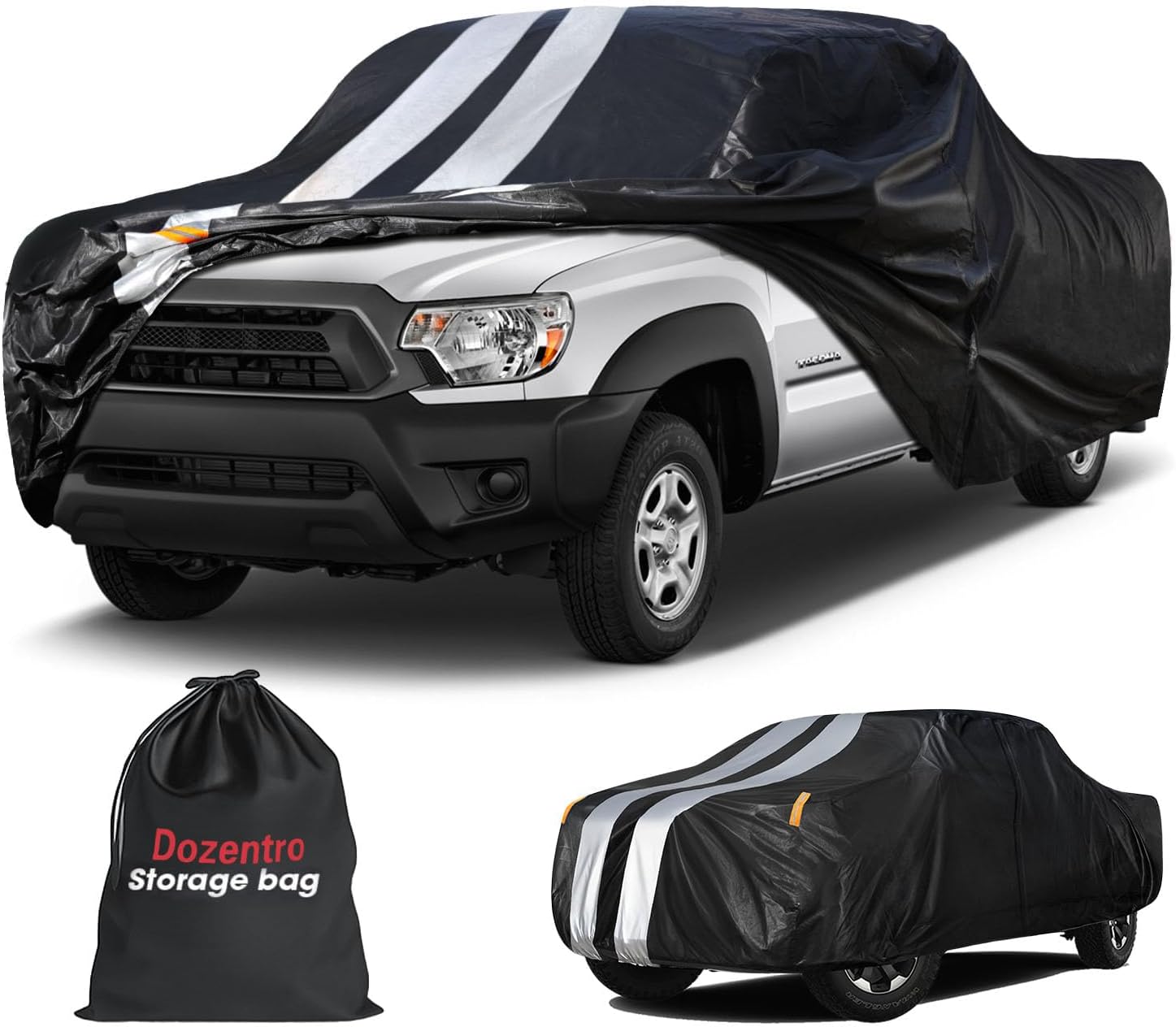 Tacoma Truck Cover Custom Fit 1995-2026 Xtra/Access/Double Cab Short Bed(5'-6.125') with Door Zipper, 10 Layers Outdoor Heavy Pickup Truck Cover Waterproof All Weather, Wind Dust Sun Protector.