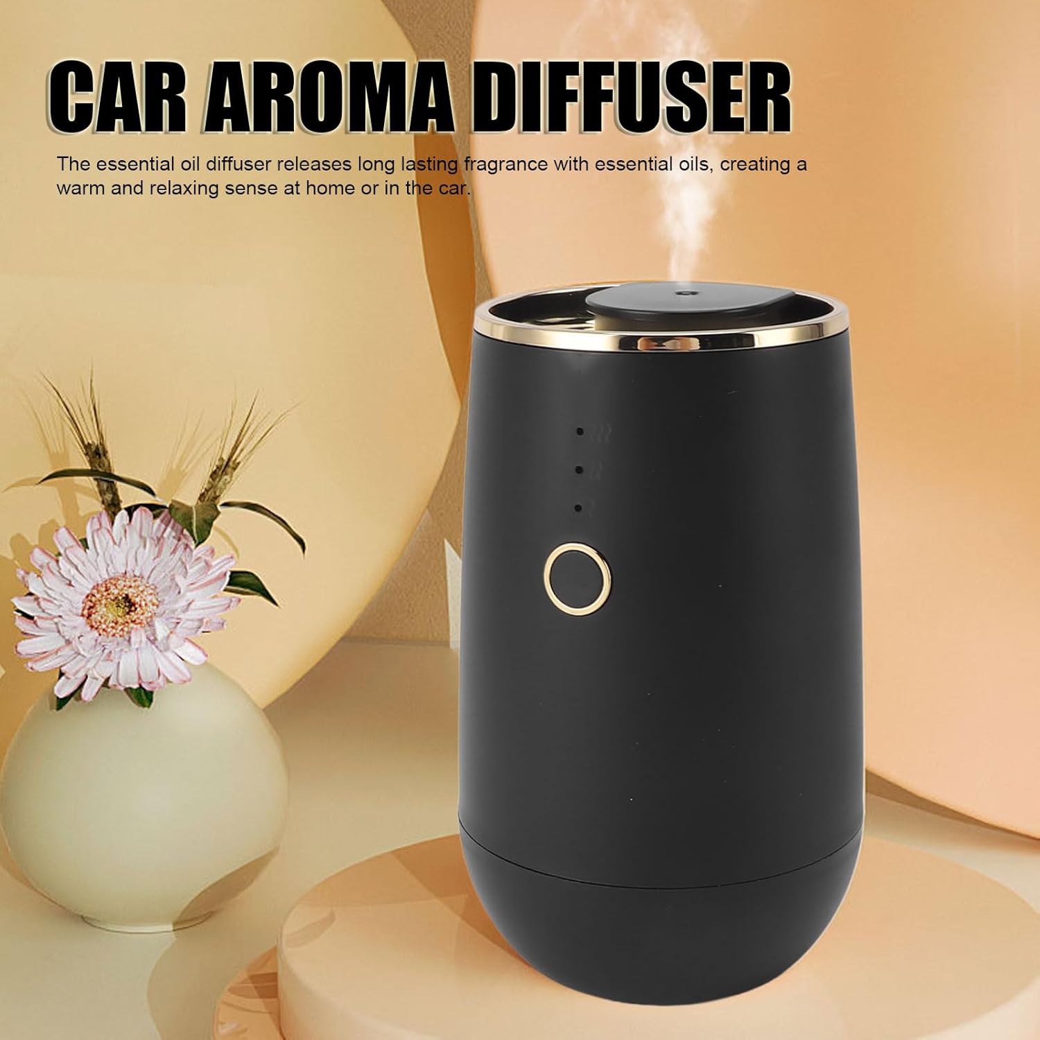 Pwshymi Compact Versatile Car Diffuser, Essential Oil Air Fresher for Vehicle Home with Desktop Diffuser Air Fresher (Black)