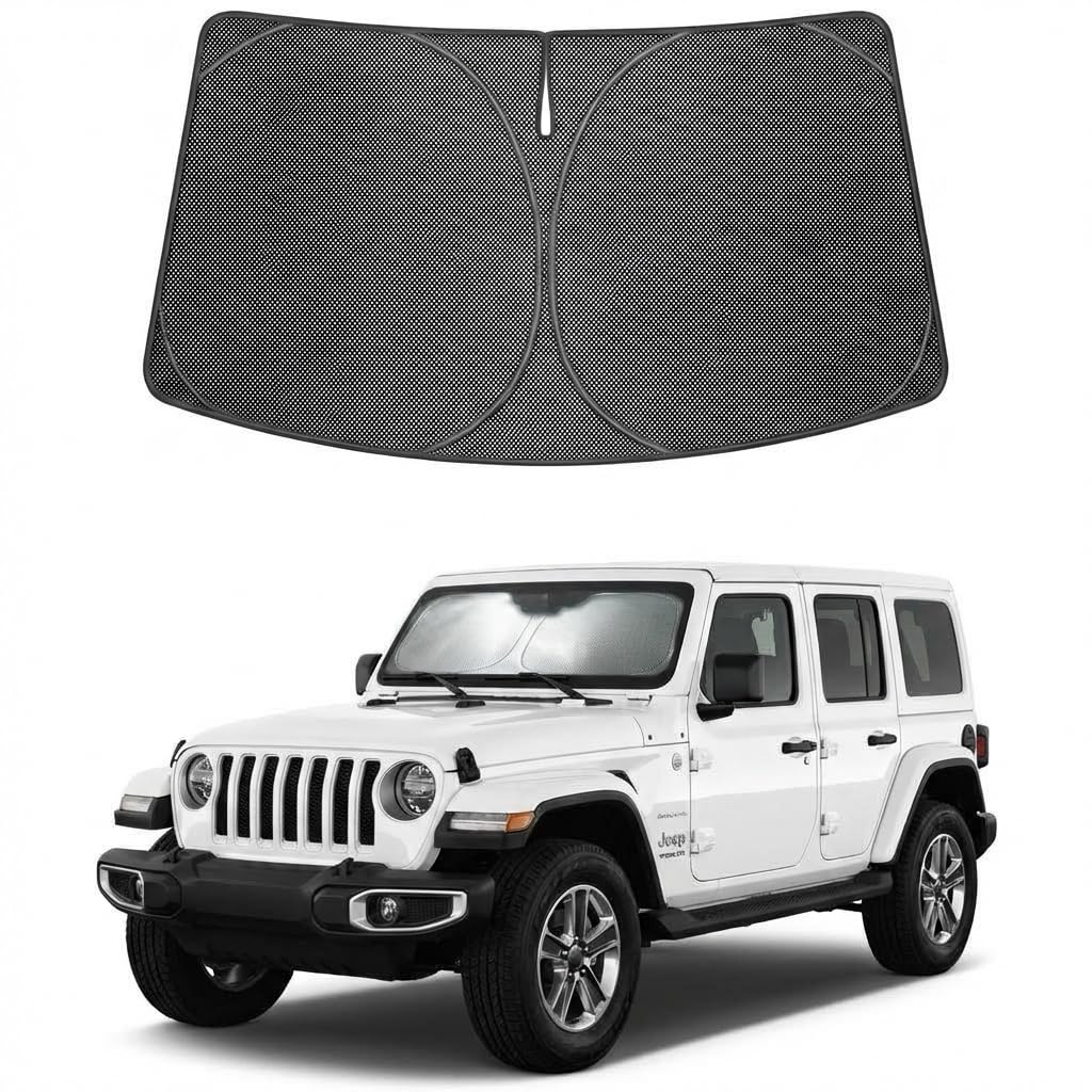 Proadsy Custom Fit Car Windshield Sun Shade for 2018-2026 Jeep Wrangler