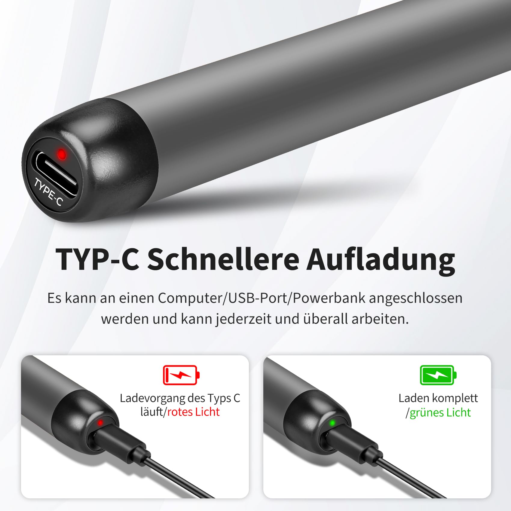 Daakro - Kit de soldador inalámbrico USB con temperatura ajustable, 3 fallas de soldadura, alambre de soldadura, pasta de soldadura, kit de soldadura para trabajos eléctricos (gris)