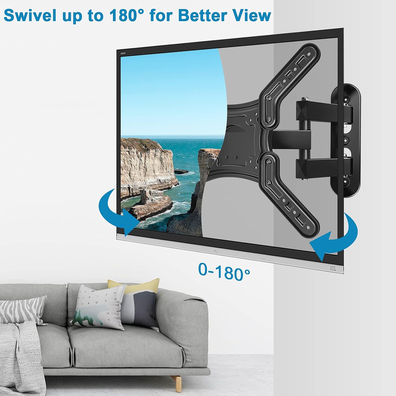 TV Mount Full Motion TV Wall Mount Bracket Articulating Arms Swivels Tilts Extension Rotation for Most 28-59 Inch LED LCD Flat & Curved Screen TVs,Max VESA 400x400mm, 79 lbs