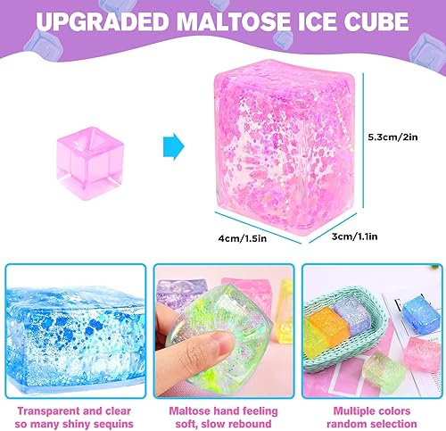 Miniatura 2 de 8 bolas de estrés para niños, juguetes para adultos para aliviar el estrés, juguetes sensoriales para niños autistas, cubo de hielo grande, juguetes