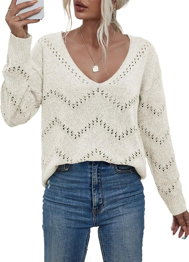 EVALESS Women's Crochet Sweater